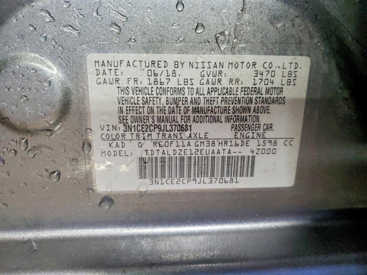 2018 Niss Versa Note sv