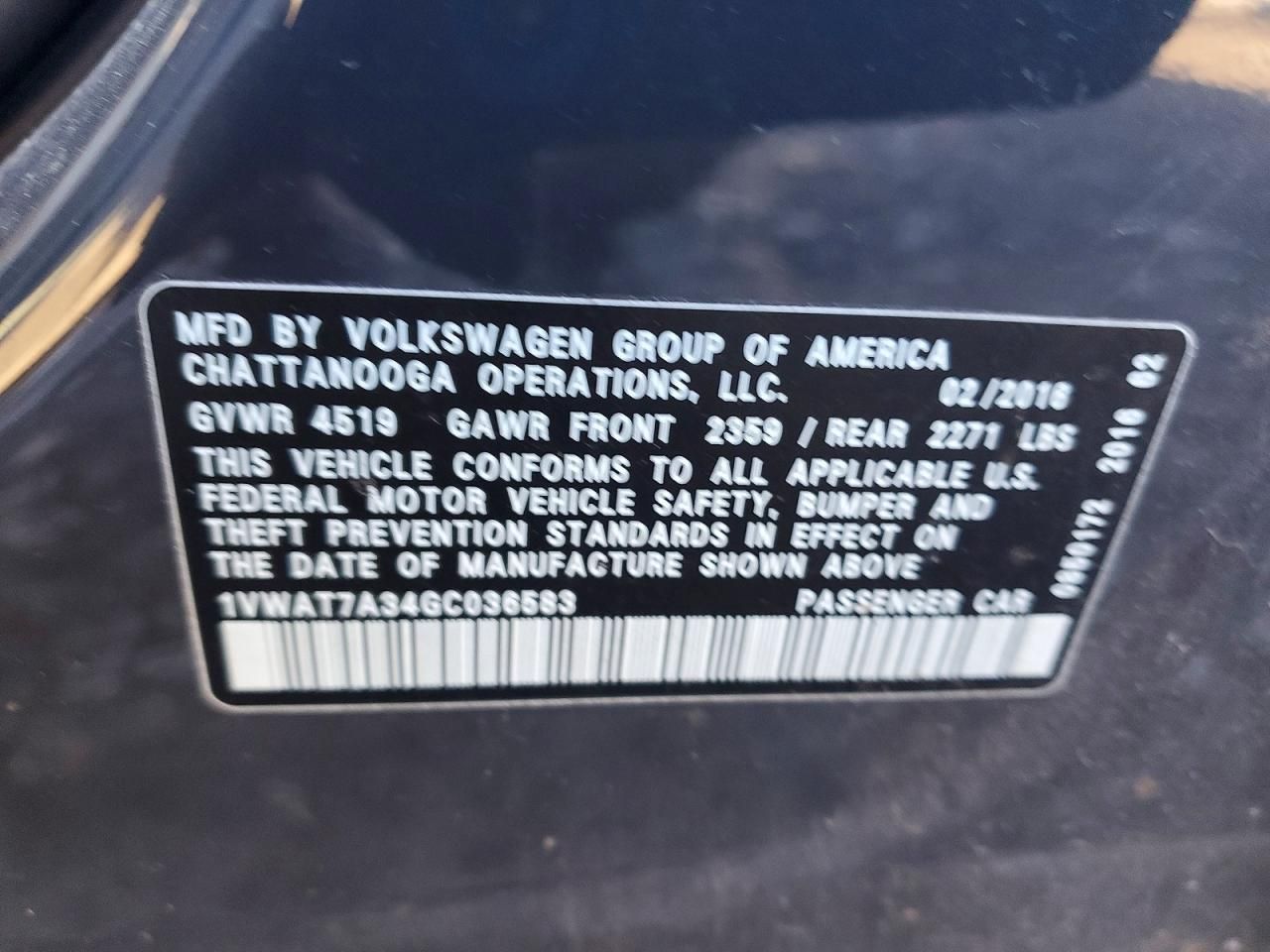 2016 Volkswagen Passat s