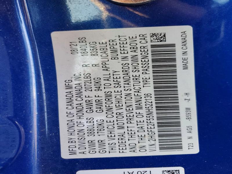 2022 Honda Civic Sport