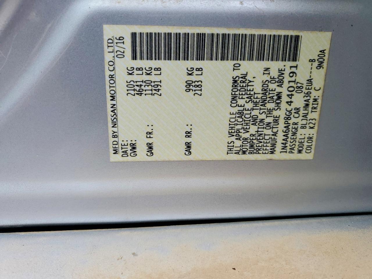 2016 Niss Maxima 3.5s