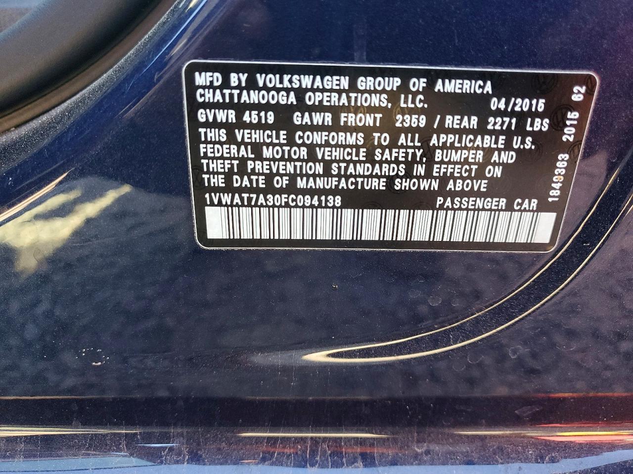 2015 Volkswagen Passat s