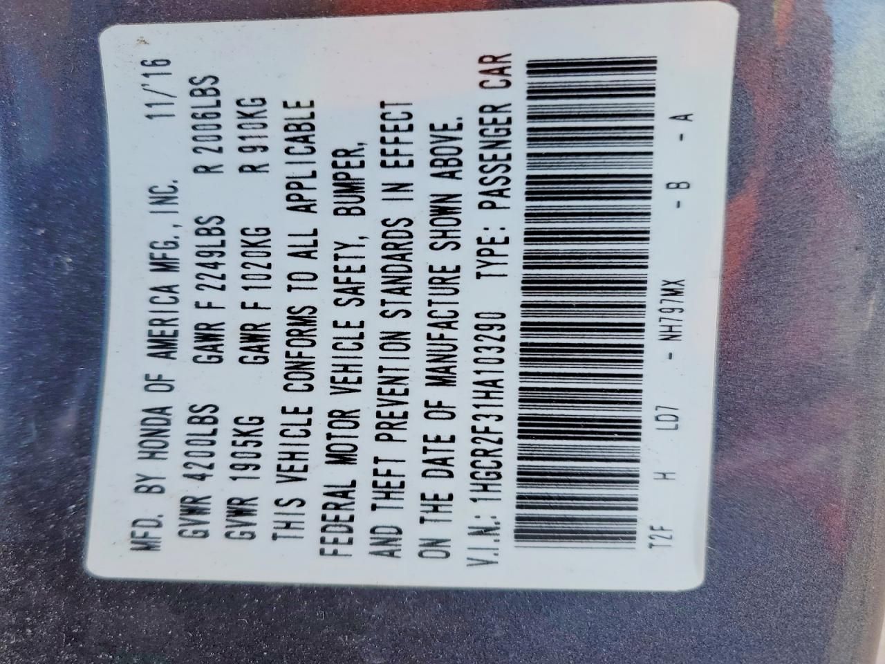 2017 Honda Accord lx