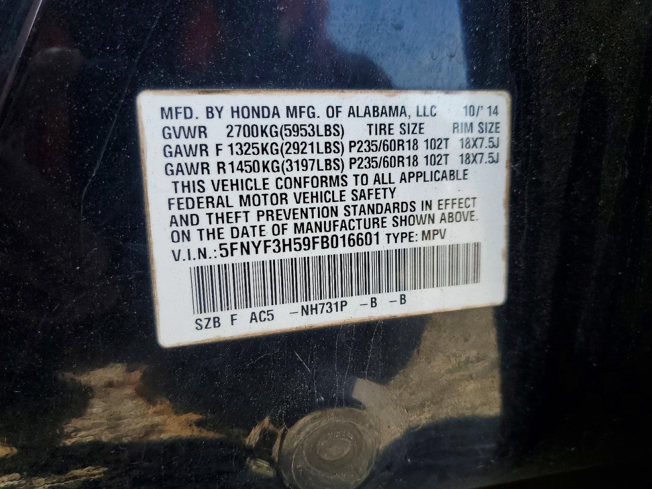 2015 Honda Pilot exl