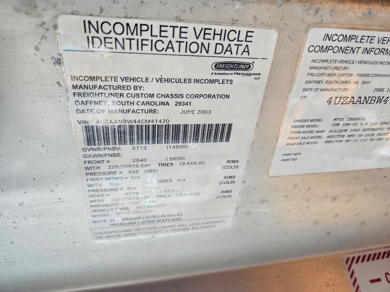 2004 Freightliner MT45 Chassis Delivery Truck