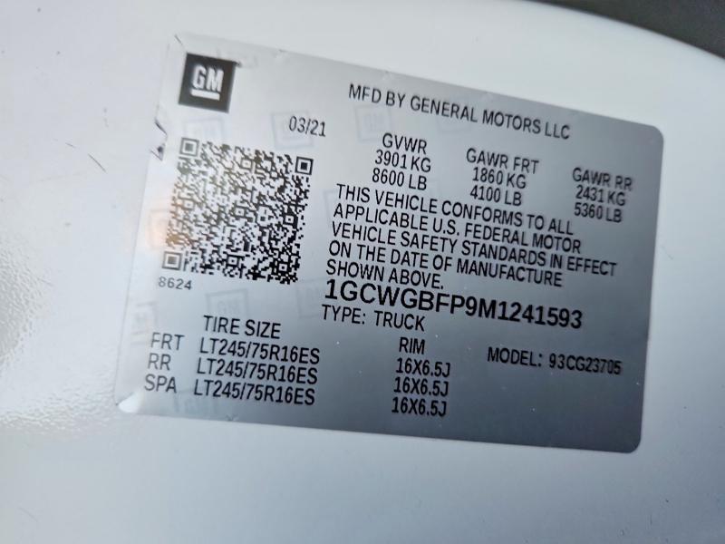 2021 Chevrolet Express 2500 Utility / Service Van