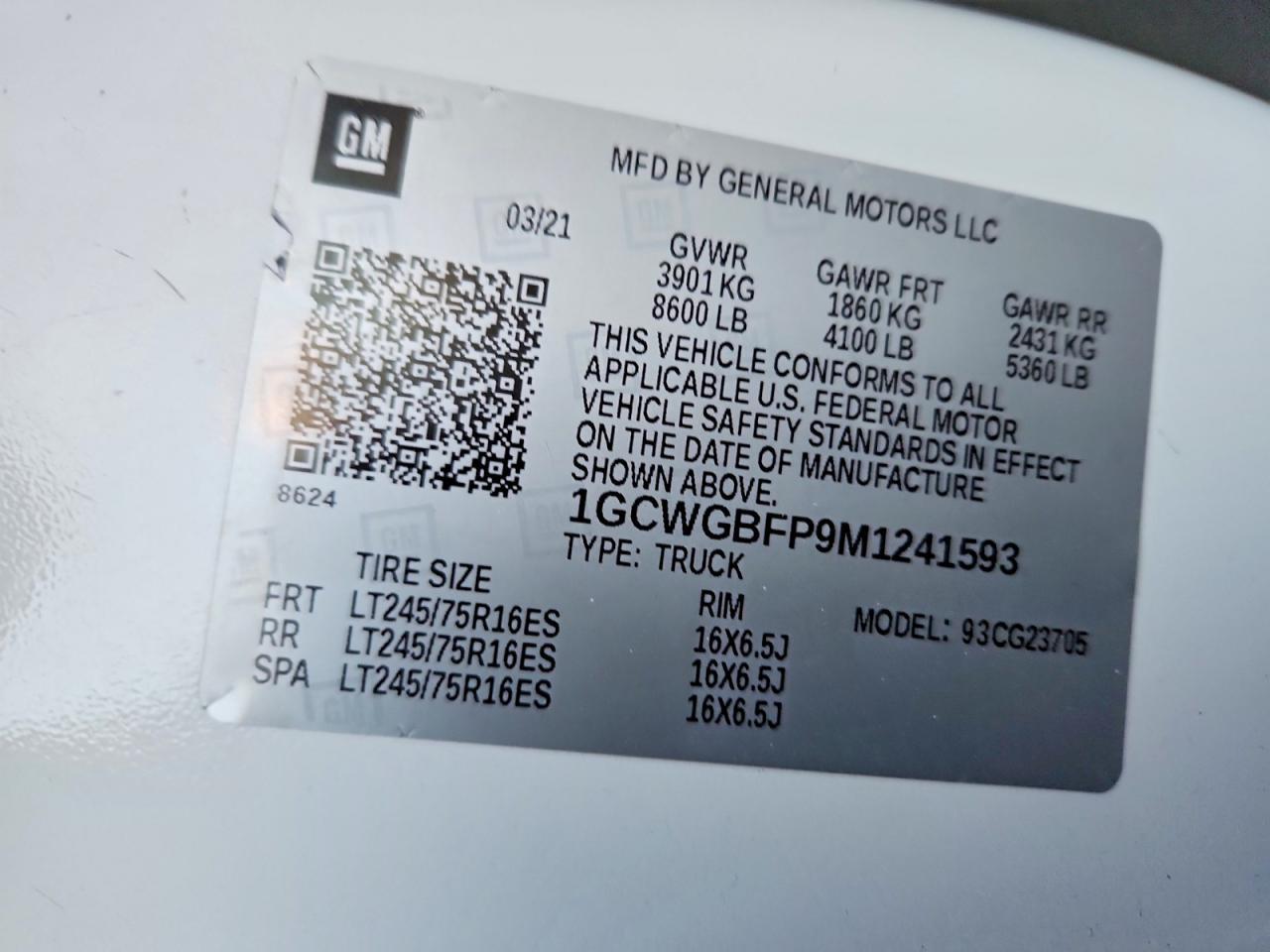 2021 Chevrolet Express 2500 Utility / Service Van