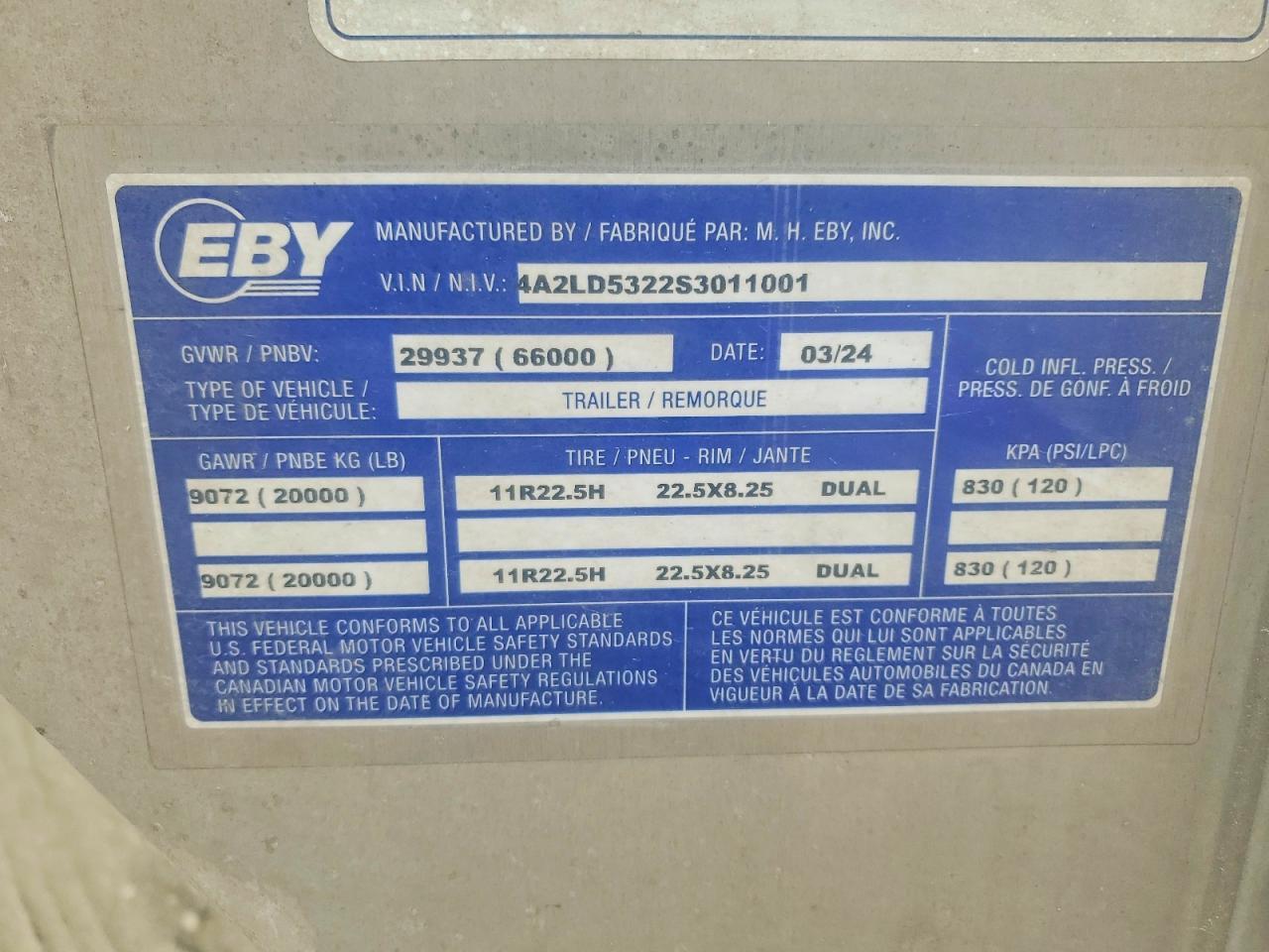 2025 EBY 1995 EBY Livestock Trailer