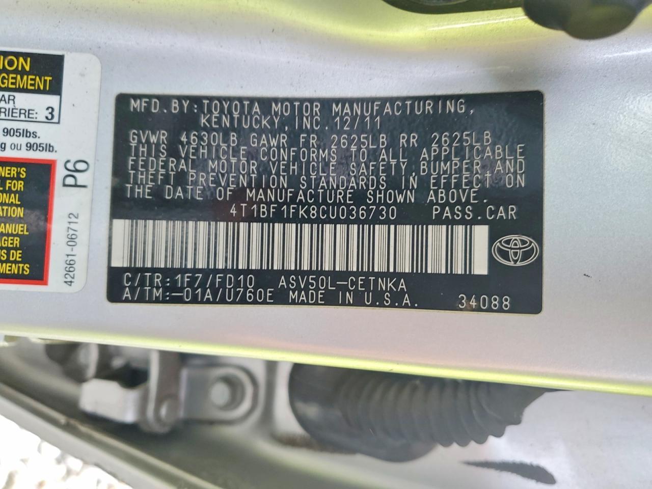 2012 Toyota Camry Base