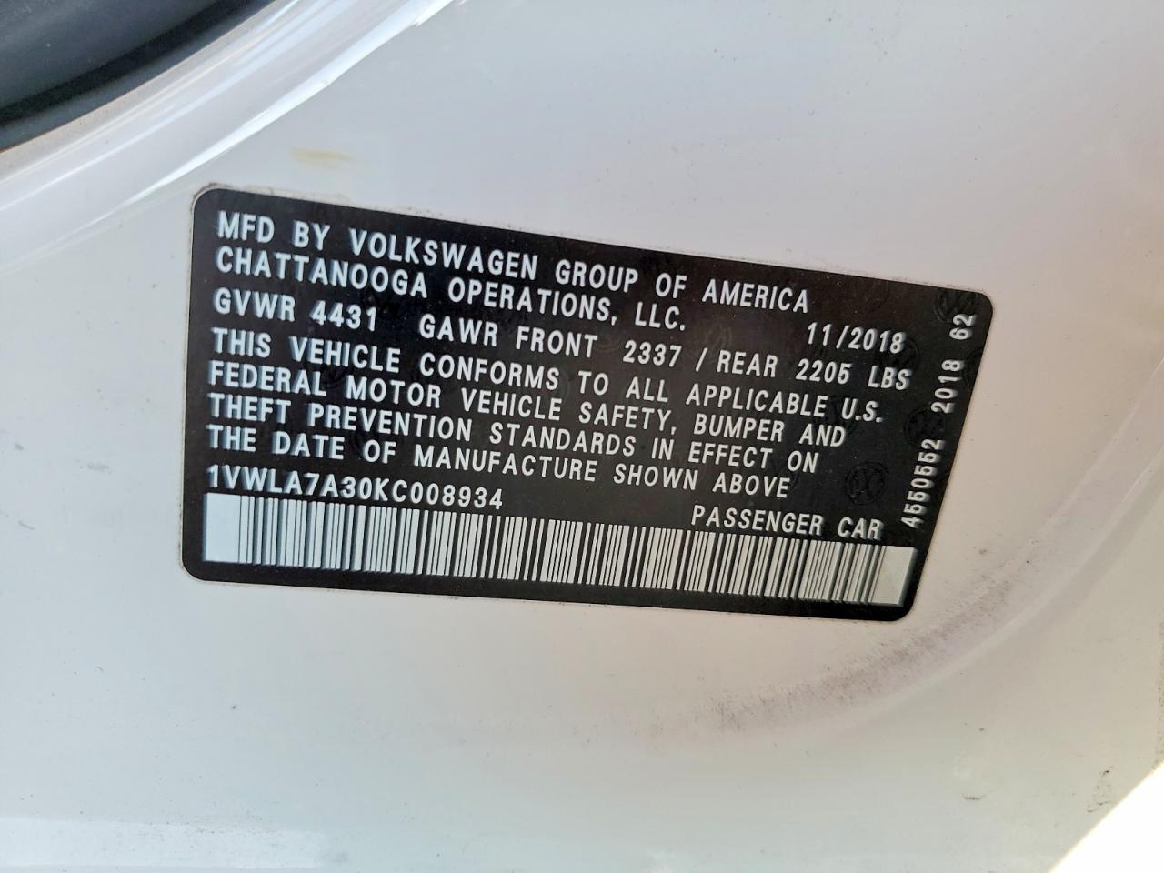 2019 Volkswagen Passat Wolfsburg