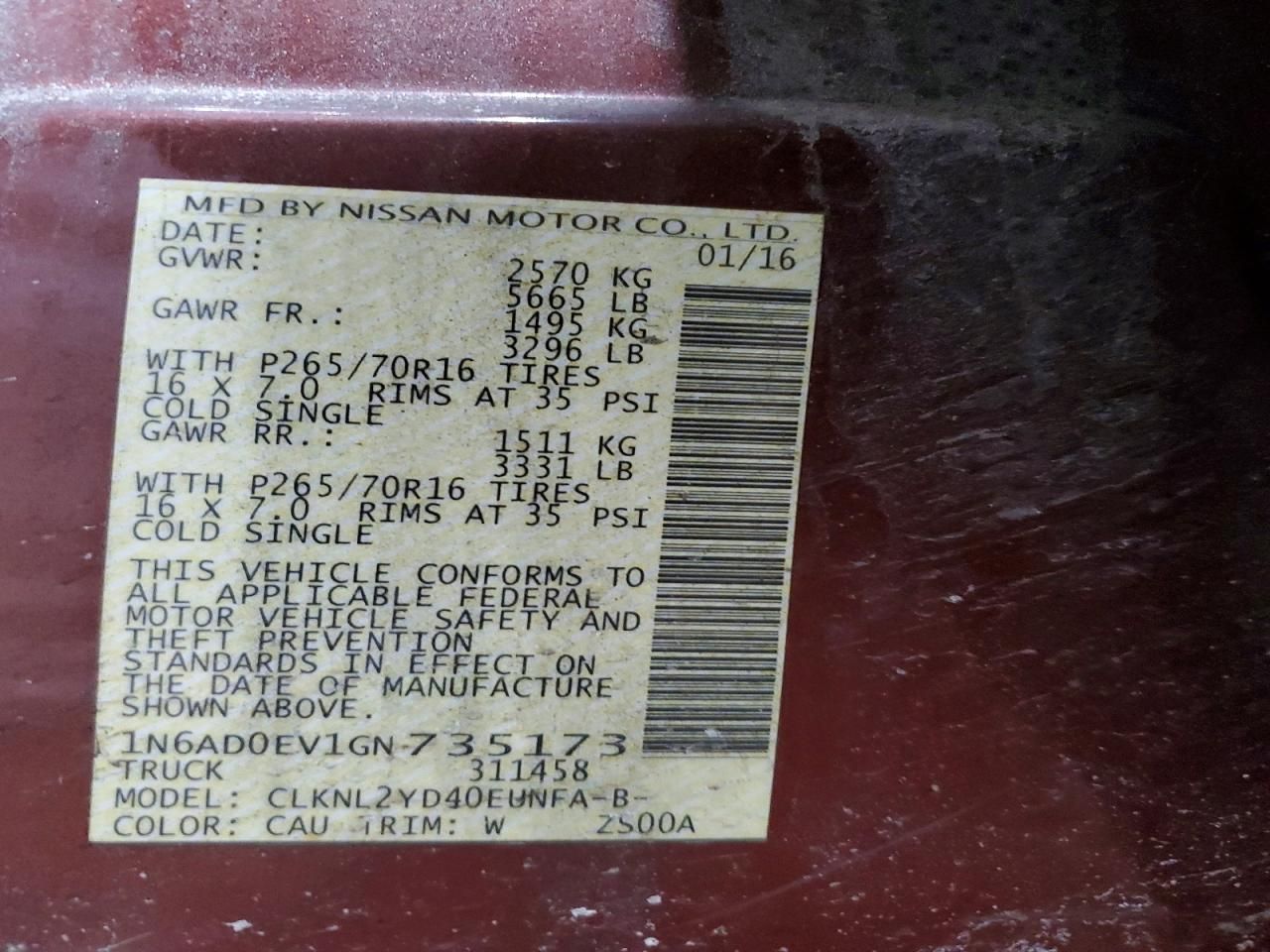 2016 Nissan Frontier S