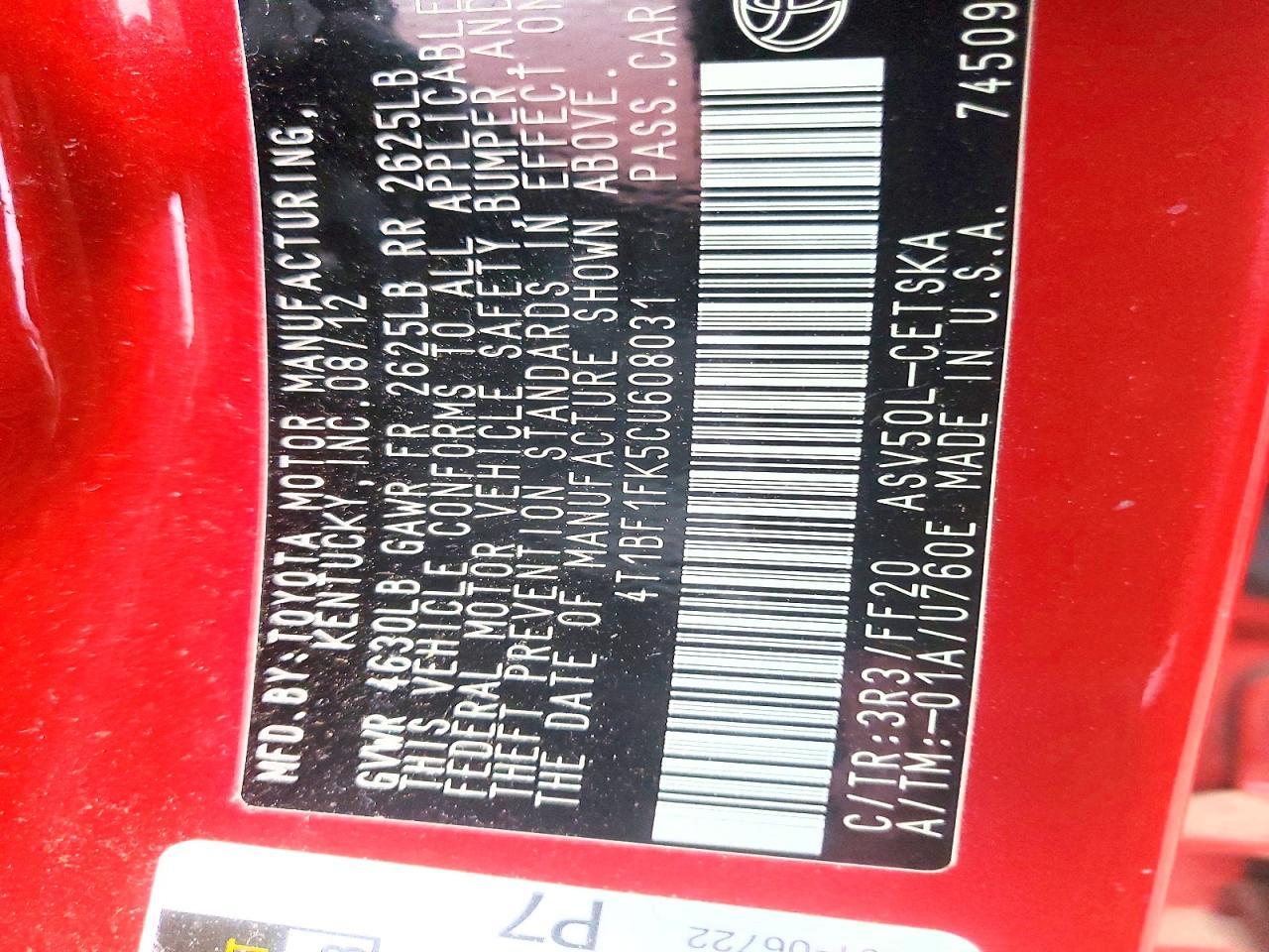 2012 Toyota Camry Base