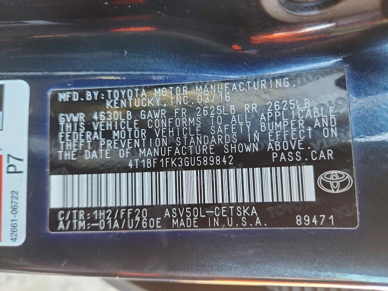 2016 Toyota Camry le
