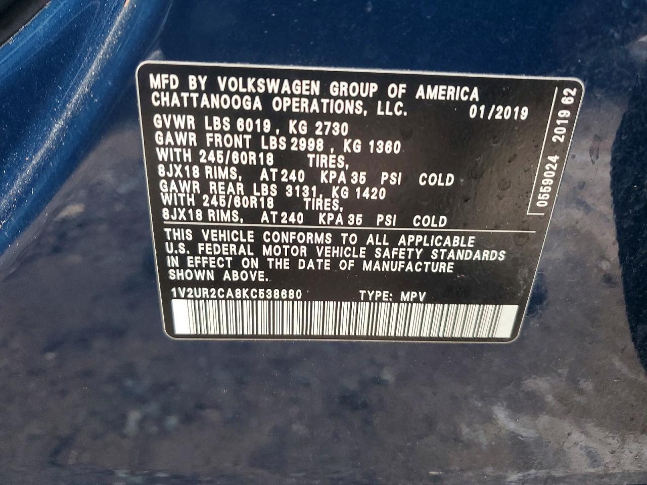 2019 Volkswagen Atlas se