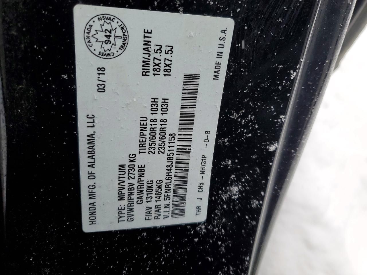 2018 Honda Odyssey ex