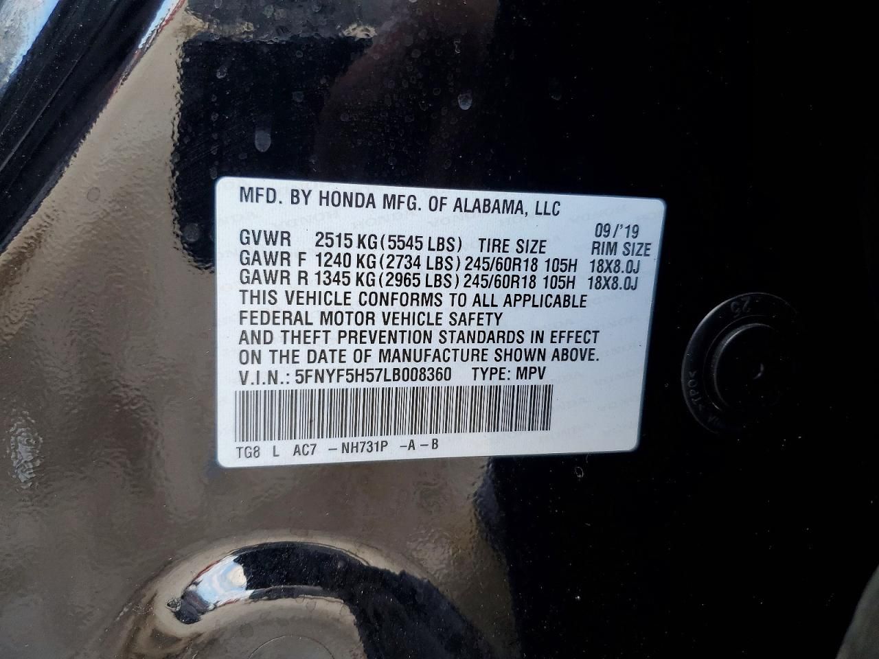 2020 Honda Pilot exl