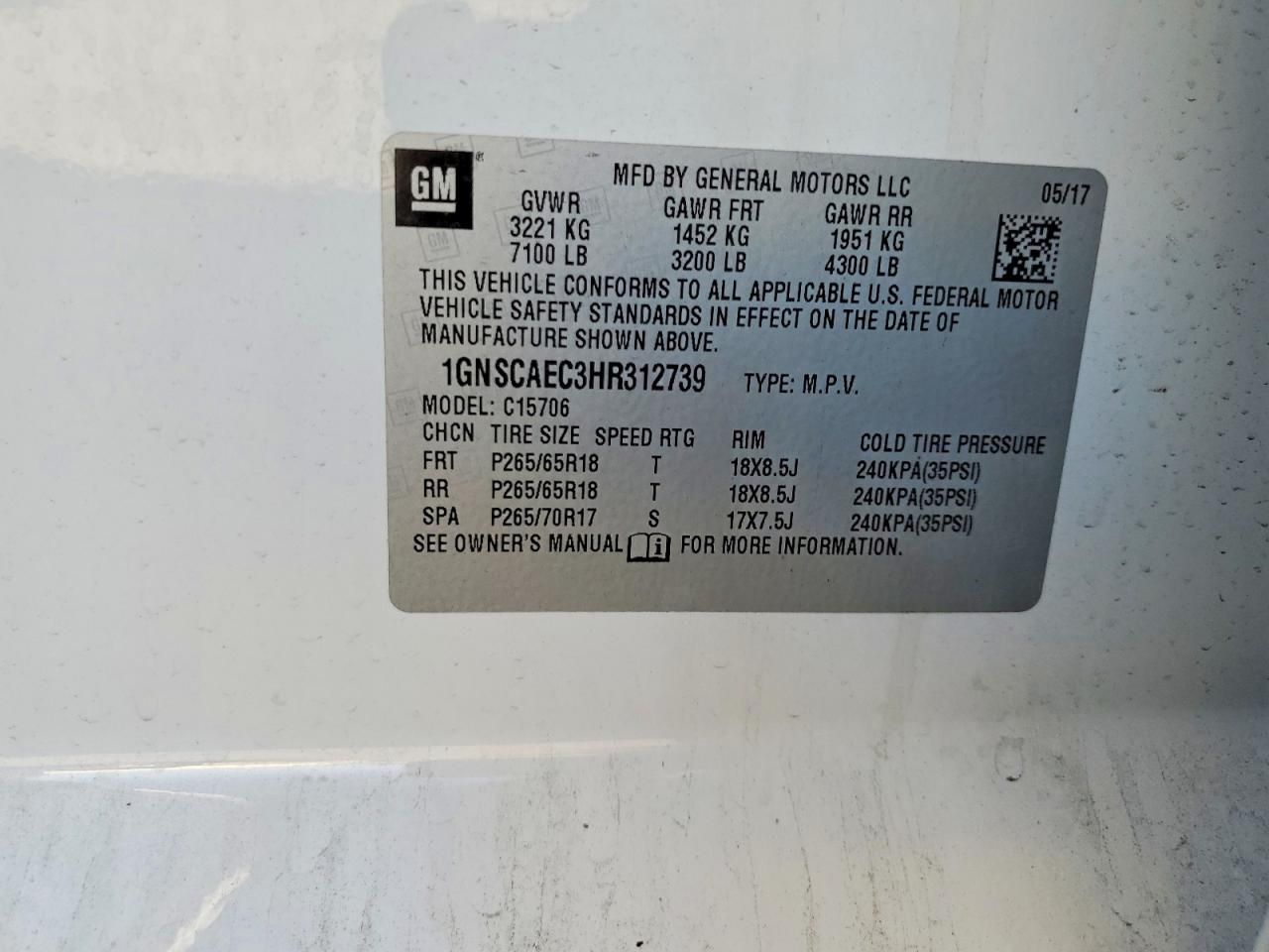 2017 Chevrolet Tahoe C1500 ls