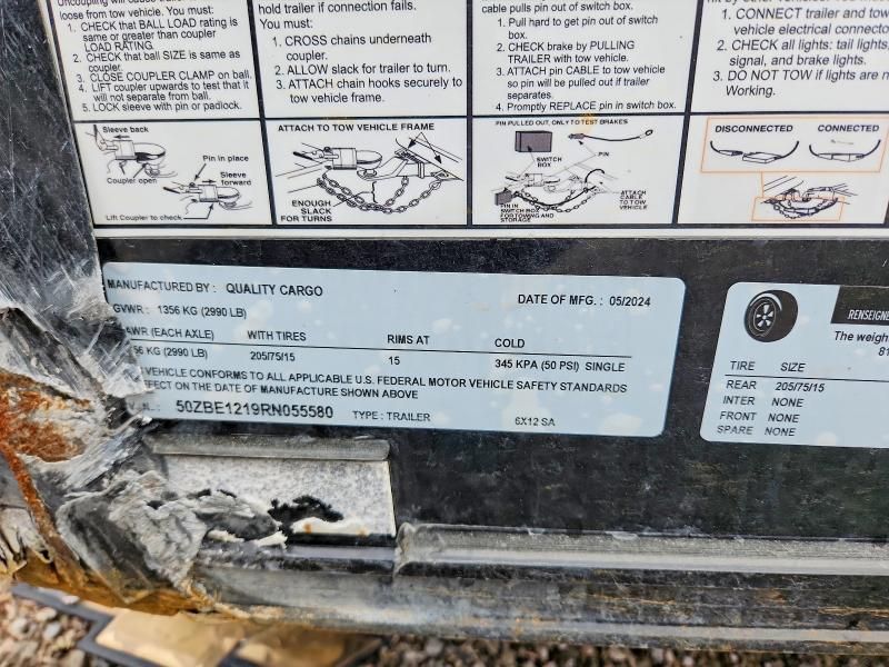 2024 Quality Cargo 6x12sa Enclosed Cargo Trailer