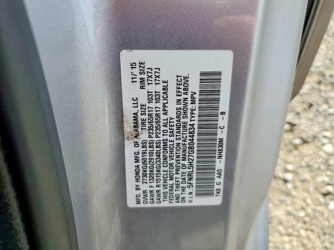 2016 Honda Odyssey lx