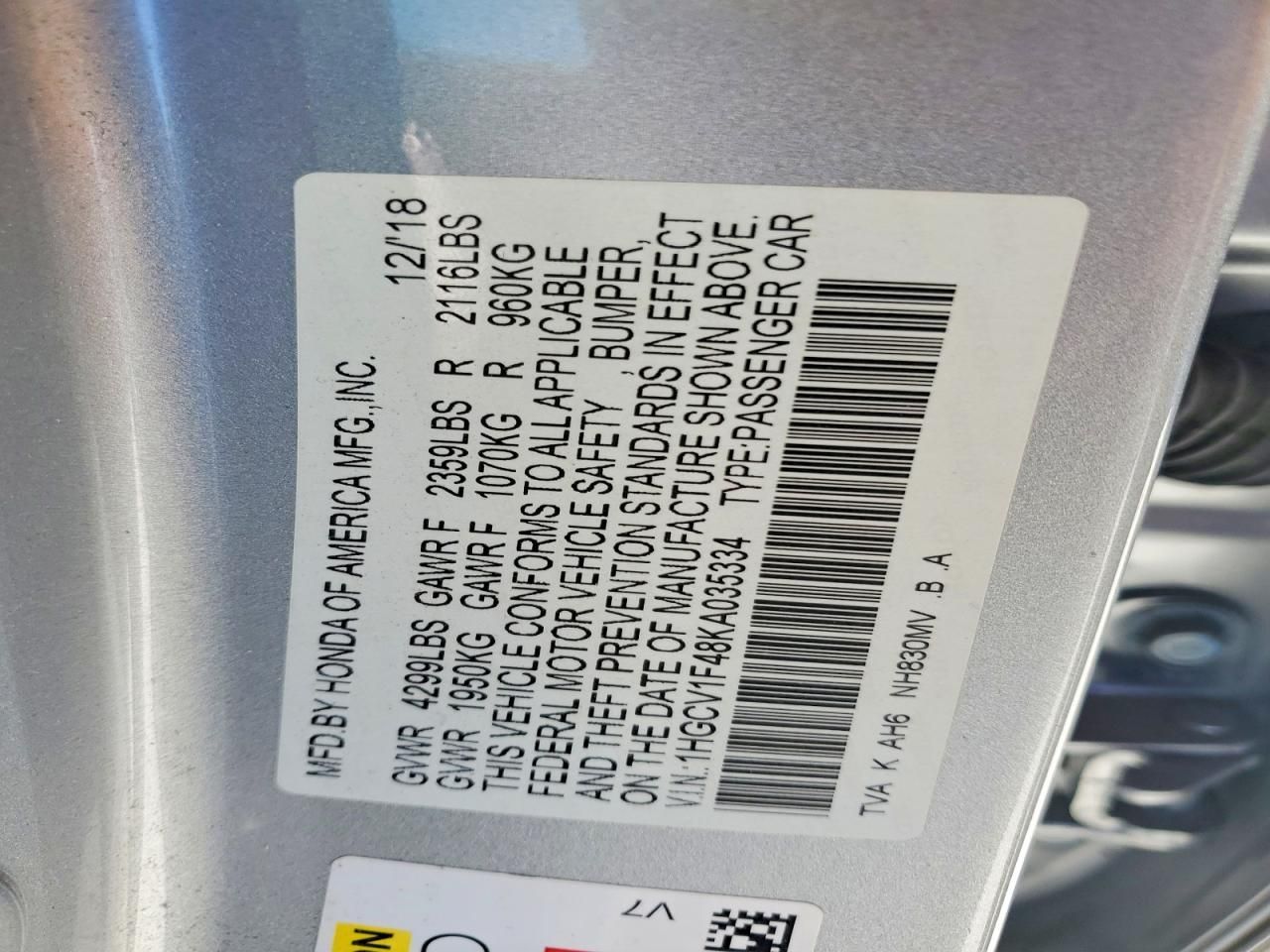 2019 Honda Accord ex