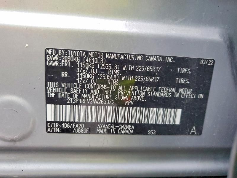 2022 Toyota Rav4 xle