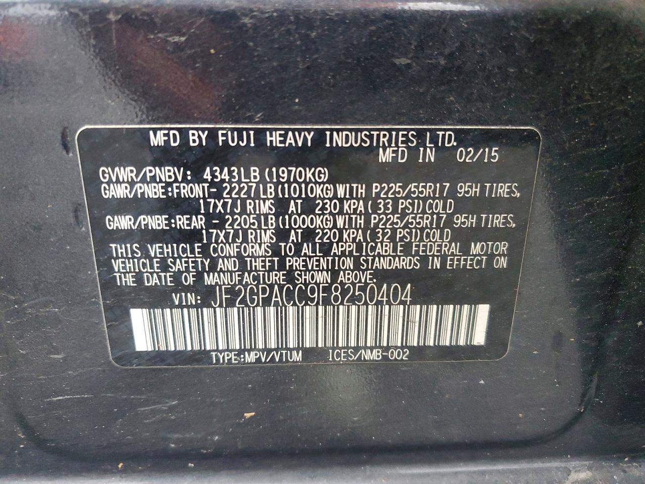 2015 Subaru Xv Crosstrek 2.0 Premium