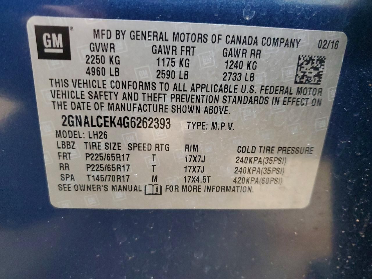 2016 Chevrolet Equinox lt