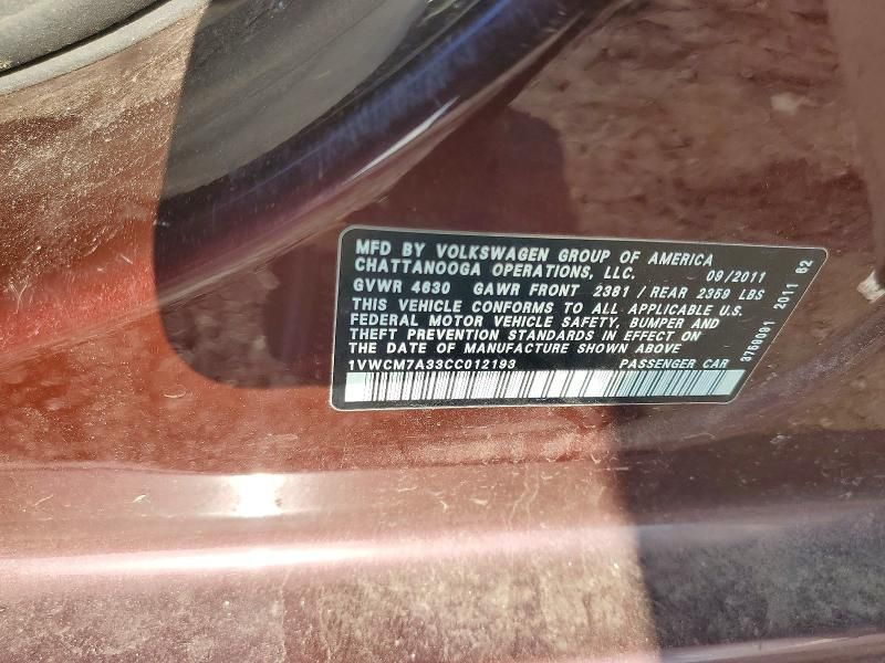 2012 Volkswagen Passat sel