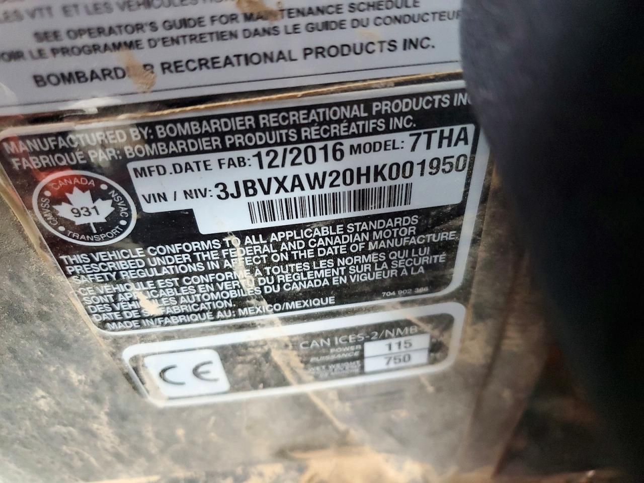 2017 Can-Am Maverick X-utility Vehicle