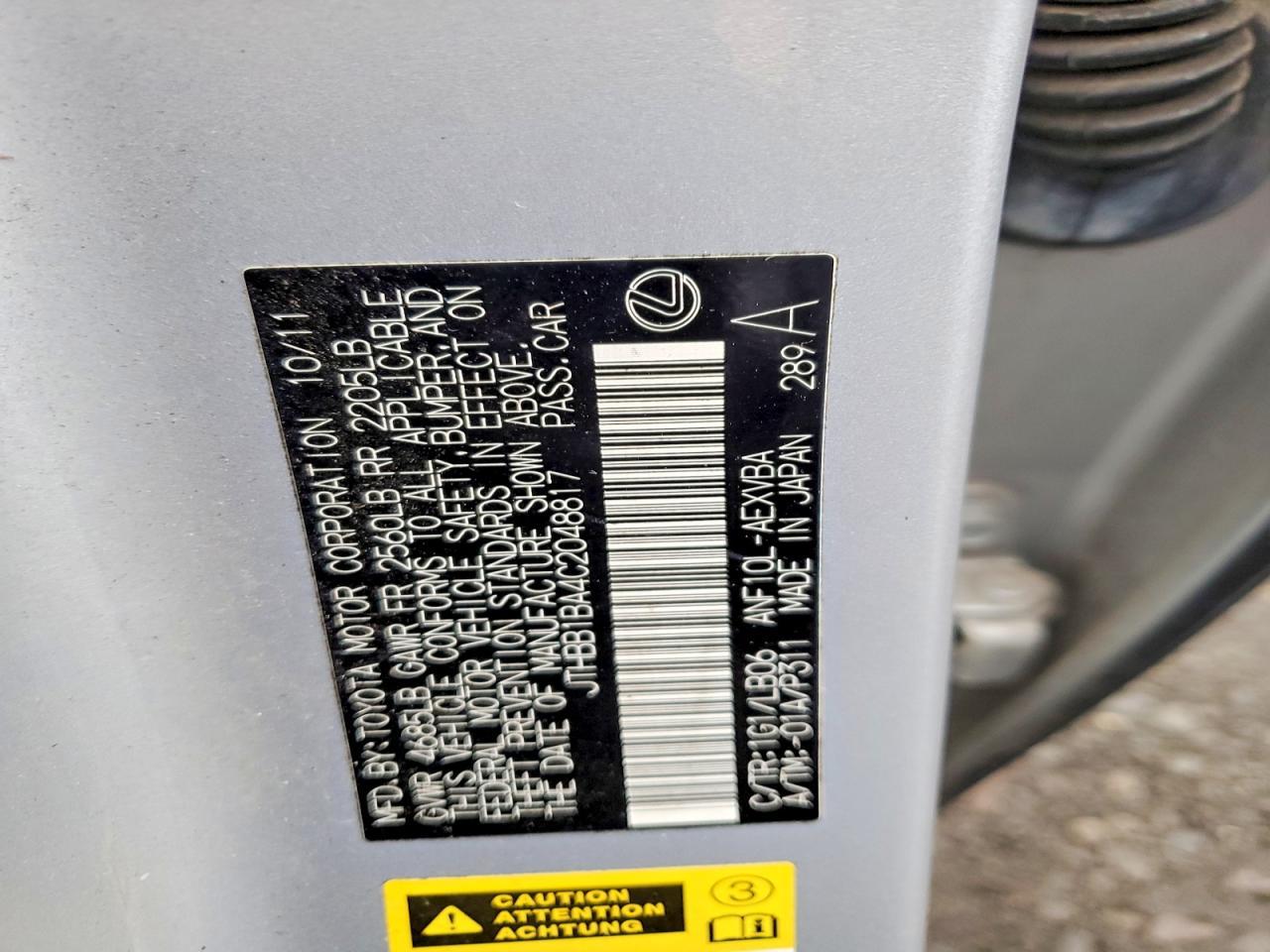 2012 Lexus Hs 250h Base