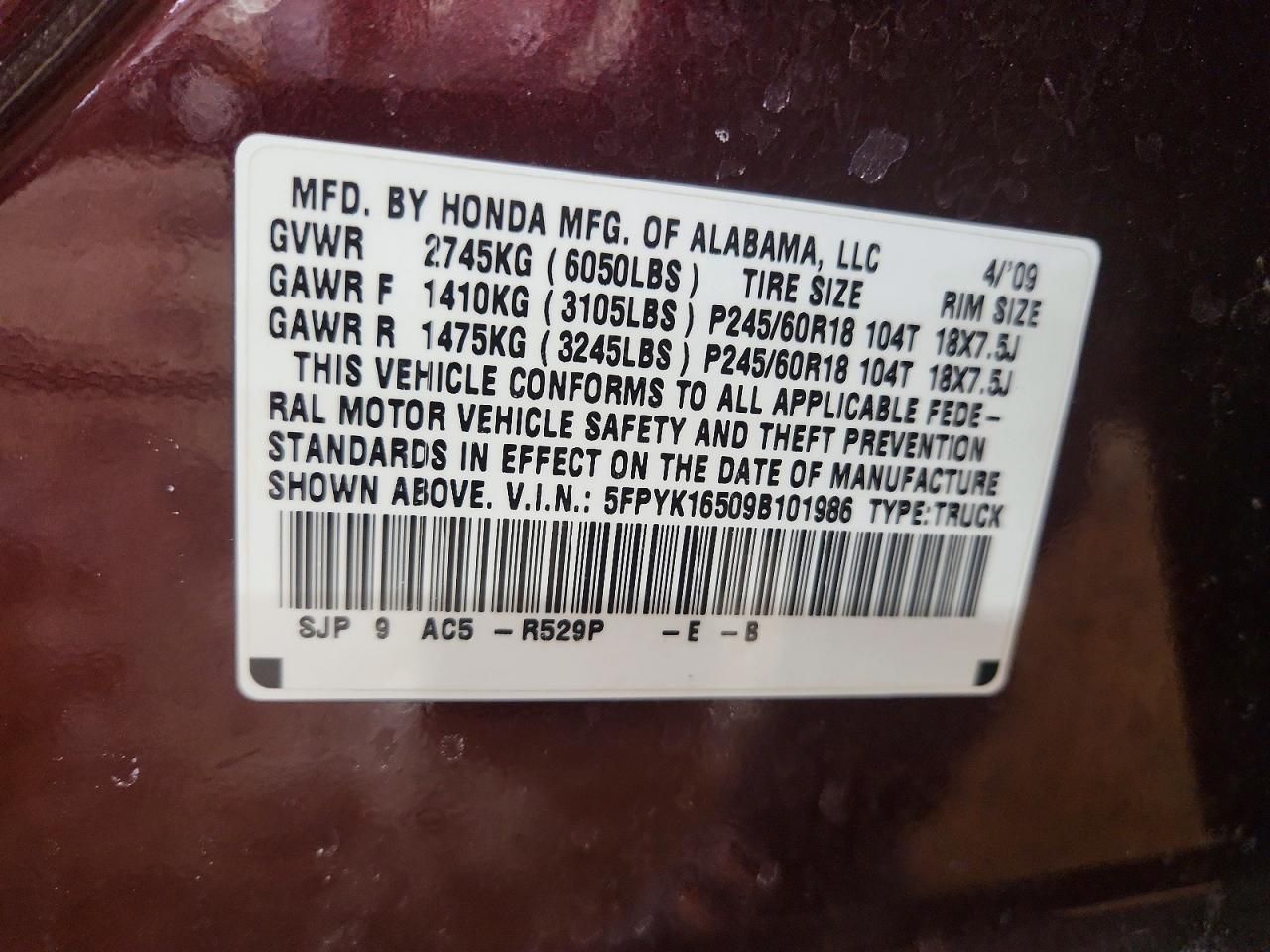 2009 Honda Ridgeline rtl