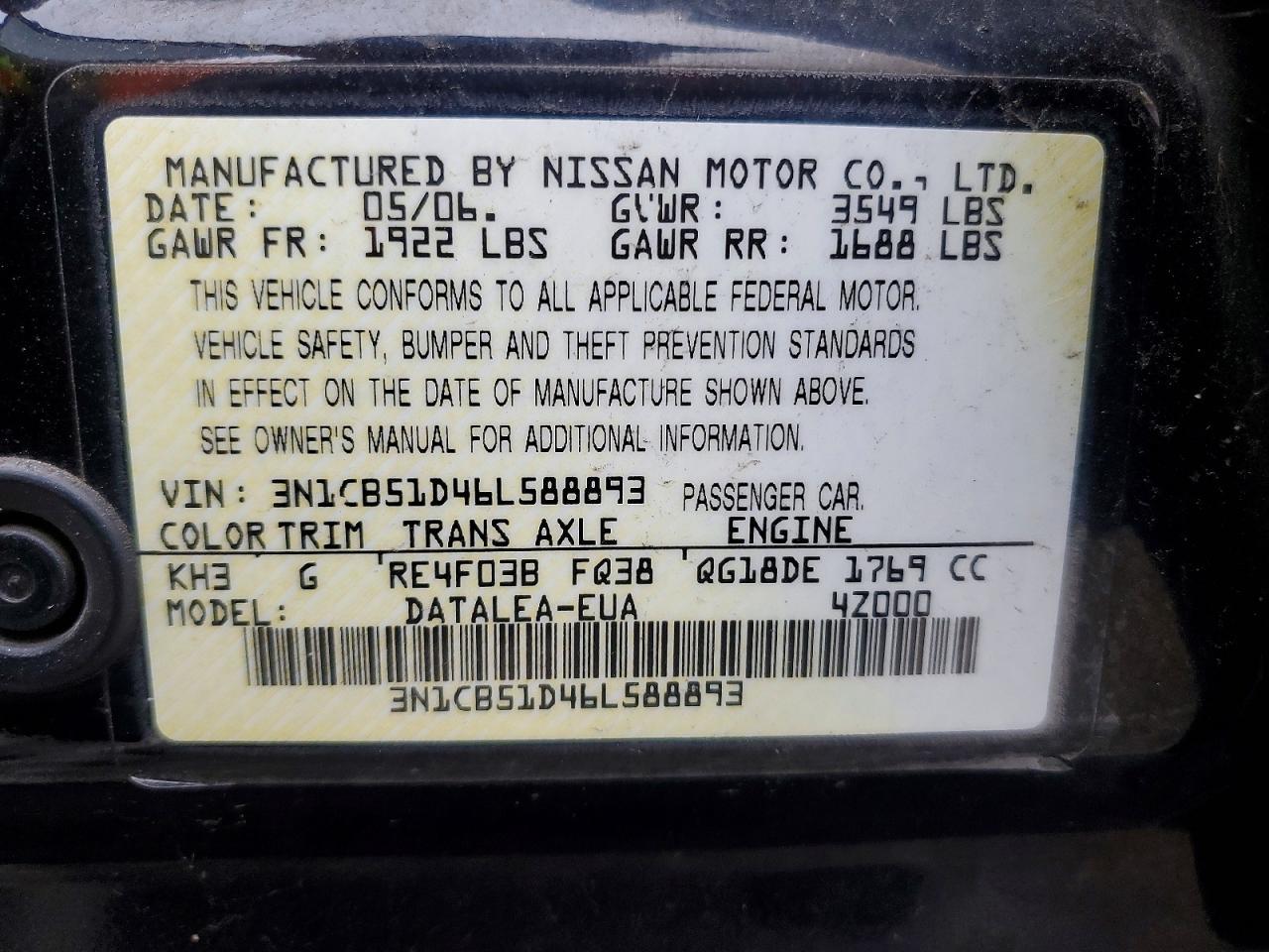 2006 Nissan Sentra 1.8