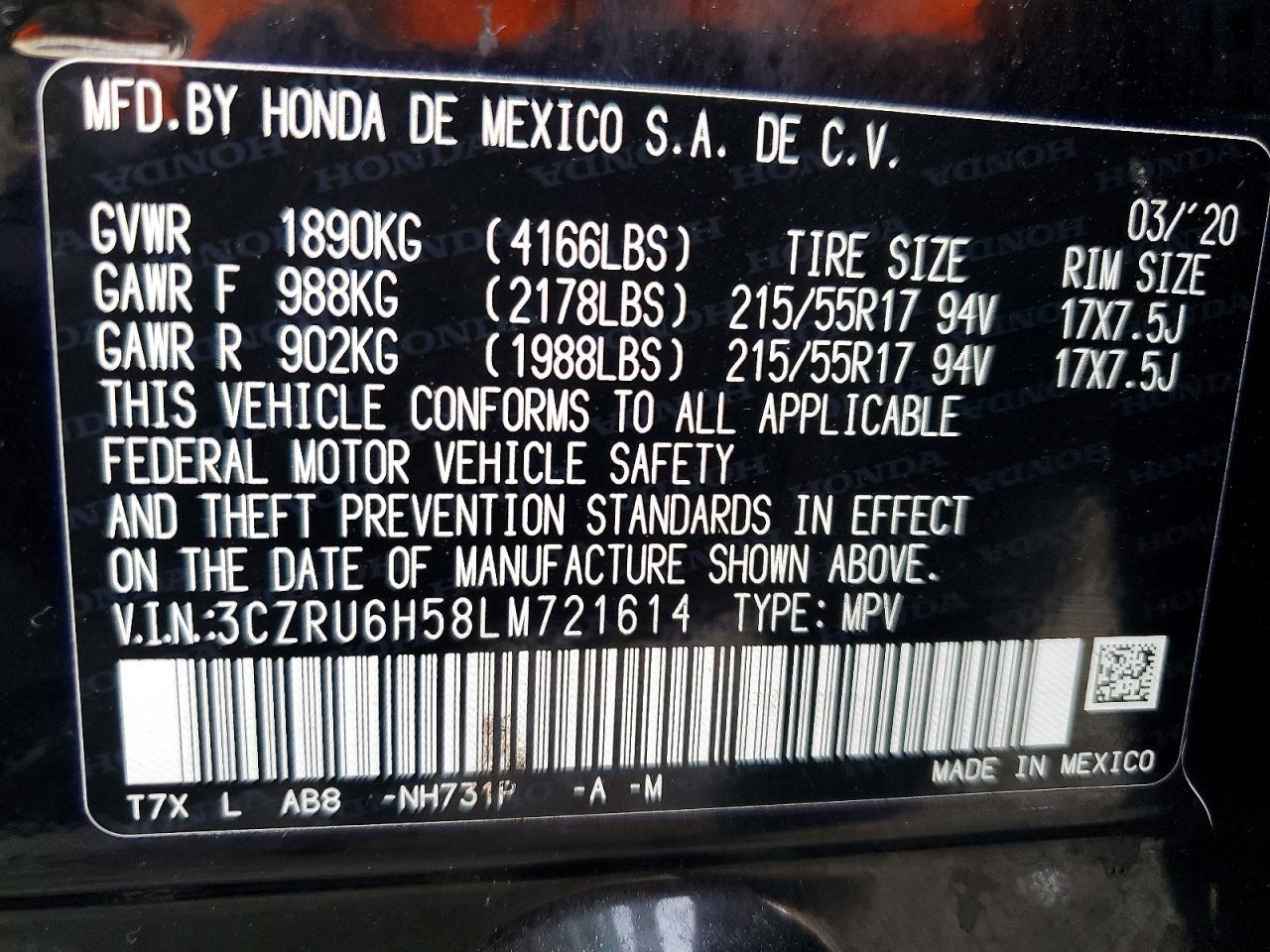 2020 Honda Hr-v ex
