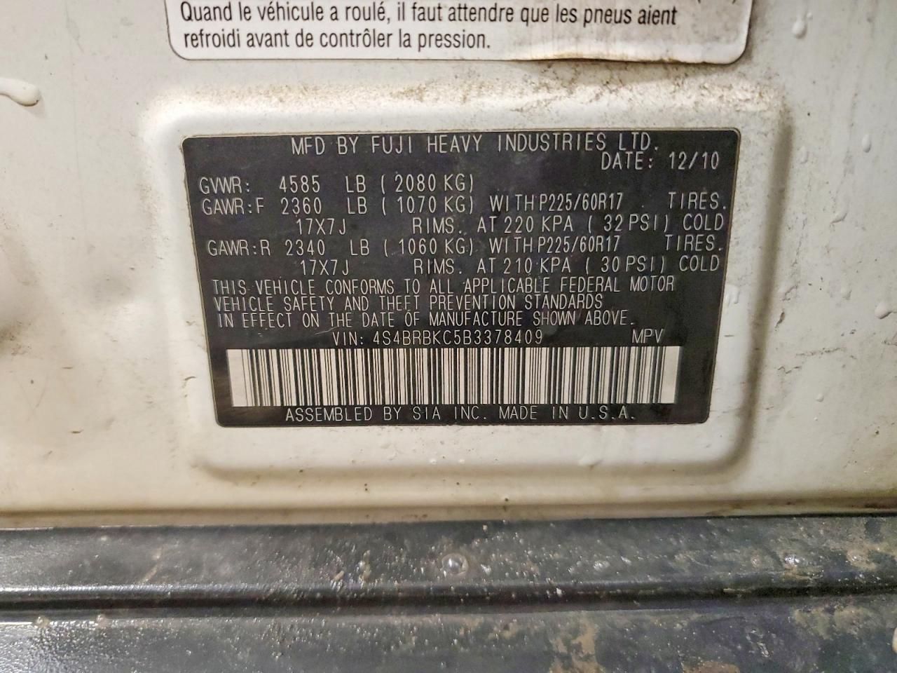 2011 Subaru Outback 2.5i Limited