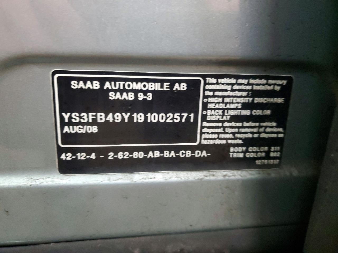 2009 Saab 9-3 2.0t