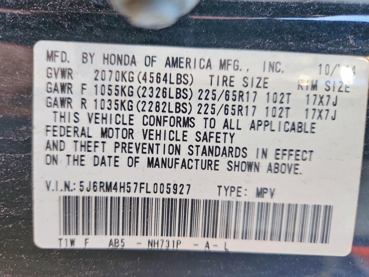 2015 Honda Cr-v ex