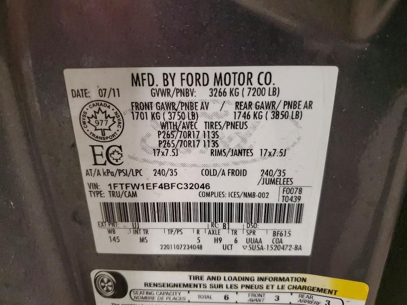 2011 Ford F150 Supercrew