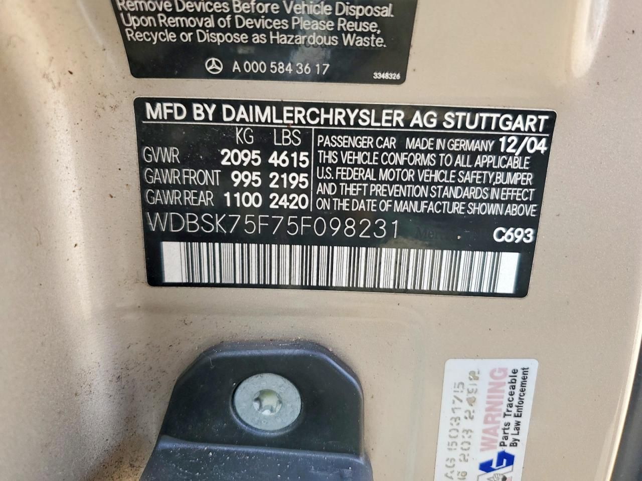 2005 Mercedes-Benz Sl 500