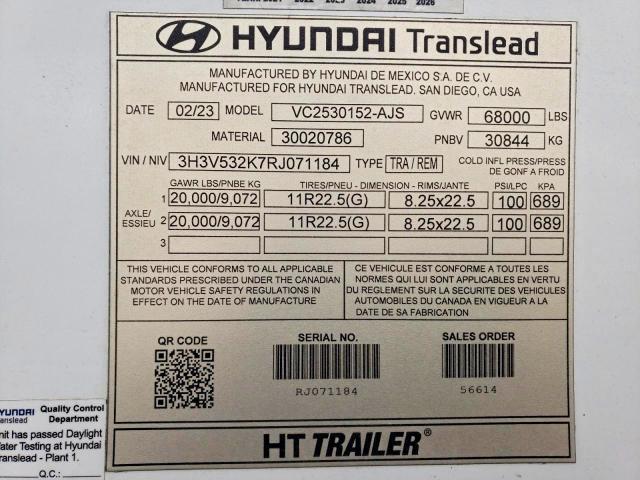 2024 Hyundai Translead VC2530152-AJS DRY Van Trailer