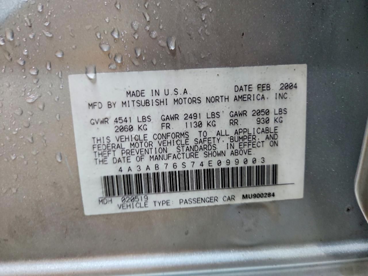 2004 Mitsubishi Galant gts