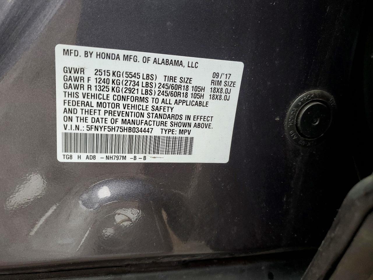 2017 Honda Pilot Exln