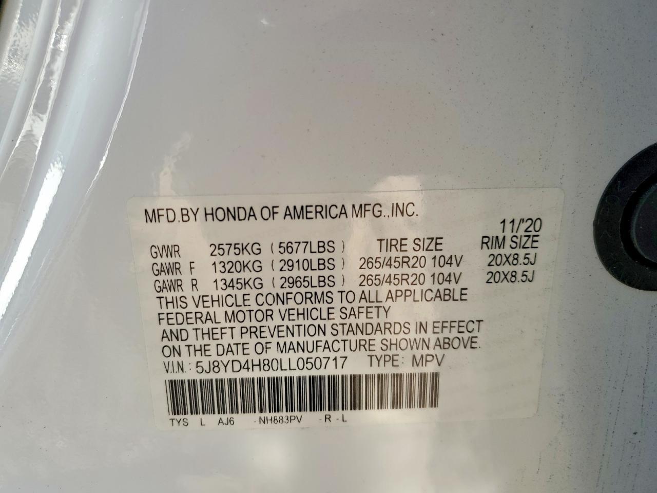 2020 Acura Mdx Advance