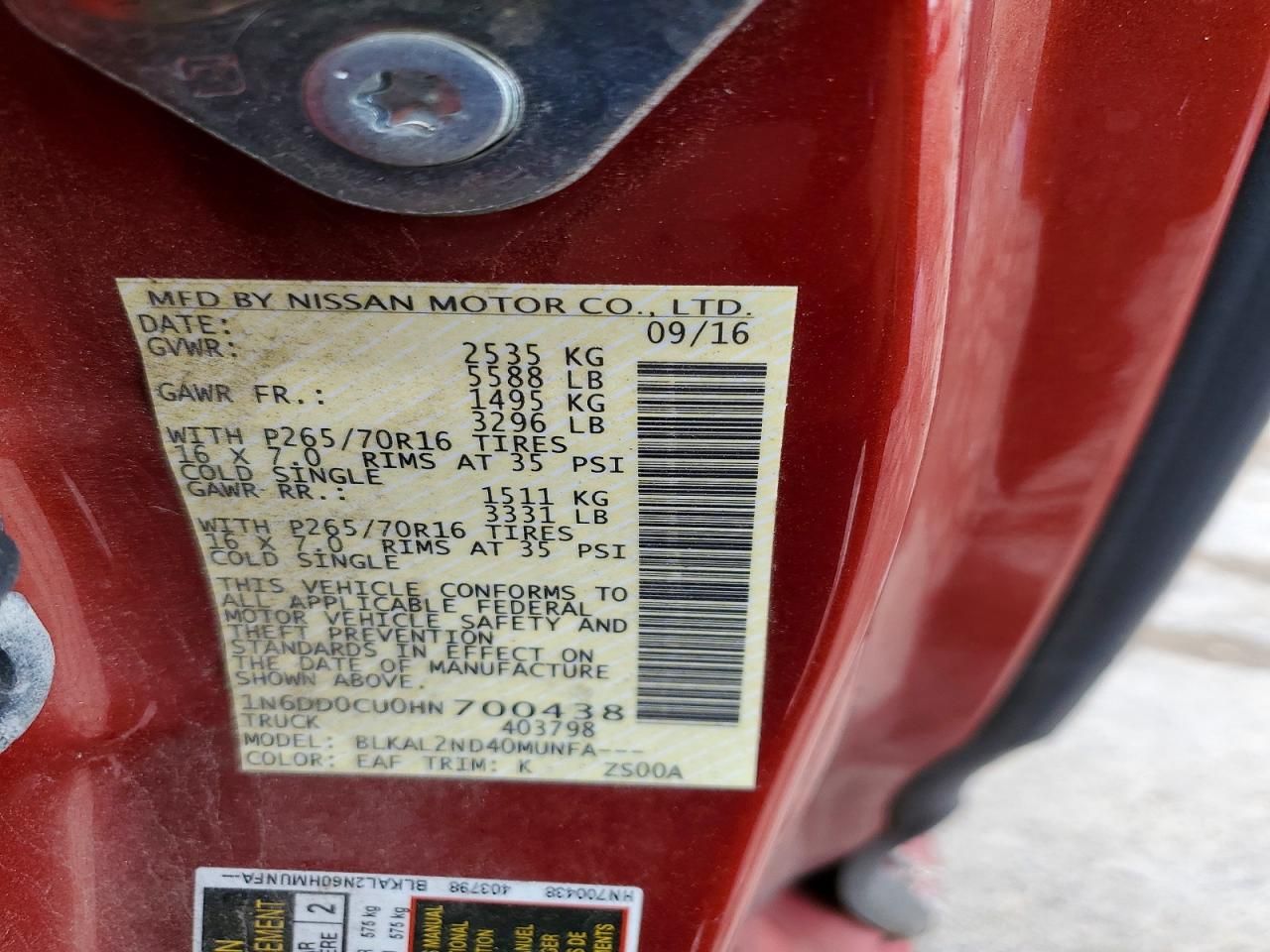 2017 Nissan Frontier sv