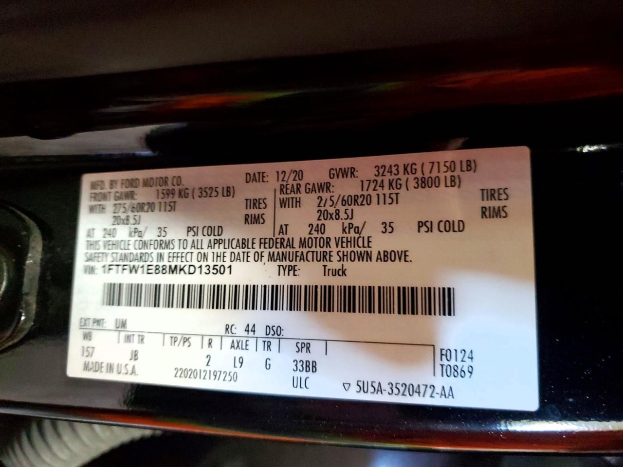 2021 Ford F150 Supercrew