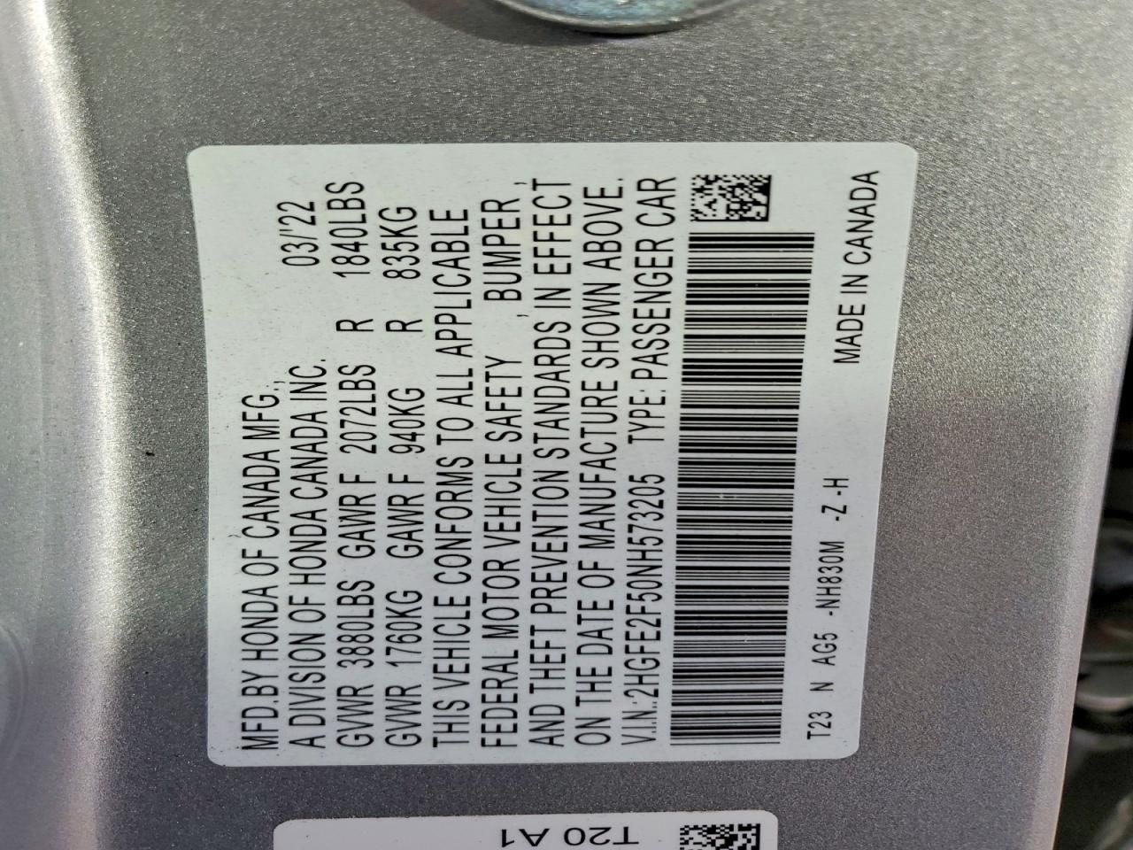 2022 Honda Civic Sport