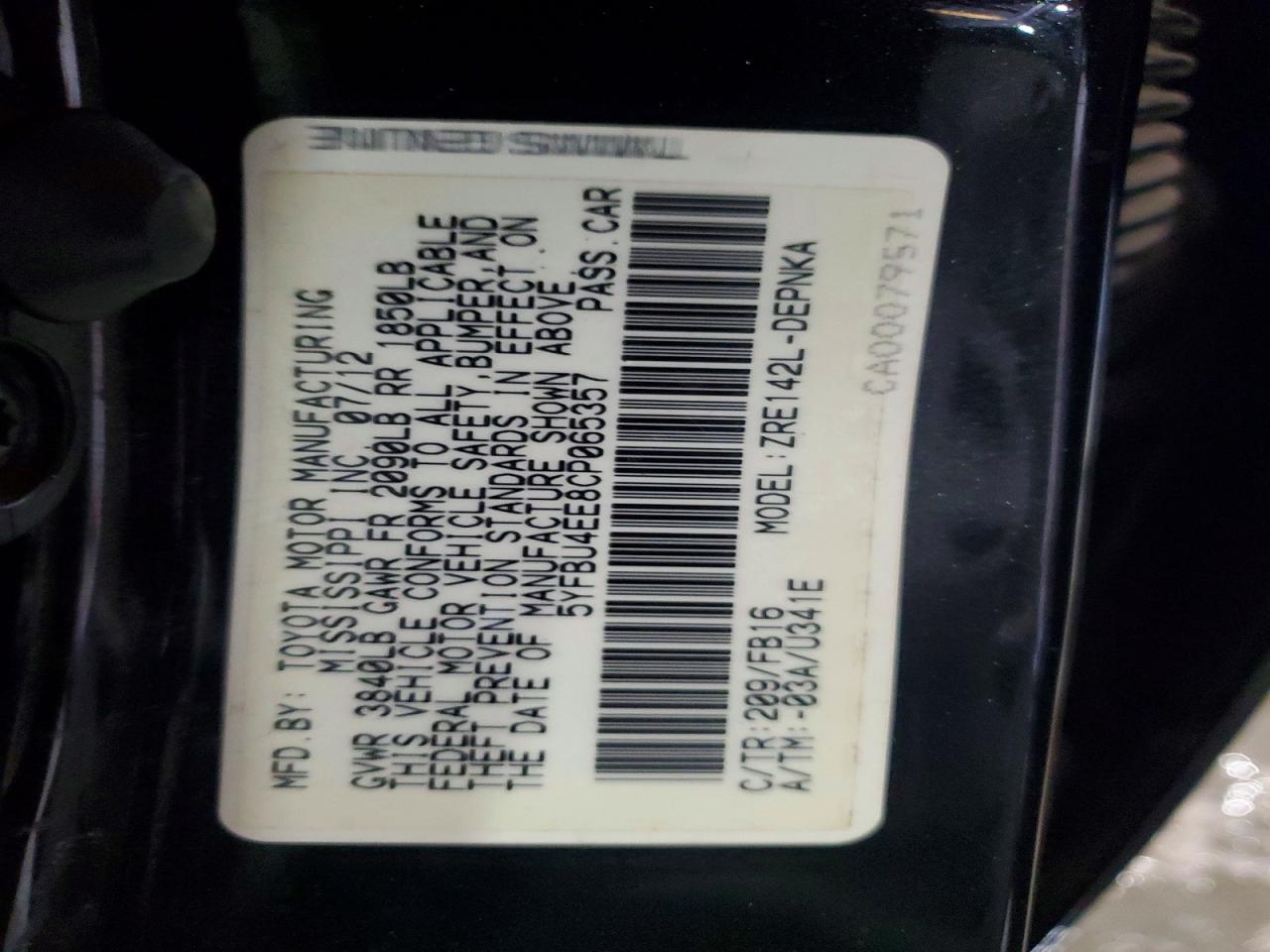 2012 Toyota Corolla Base