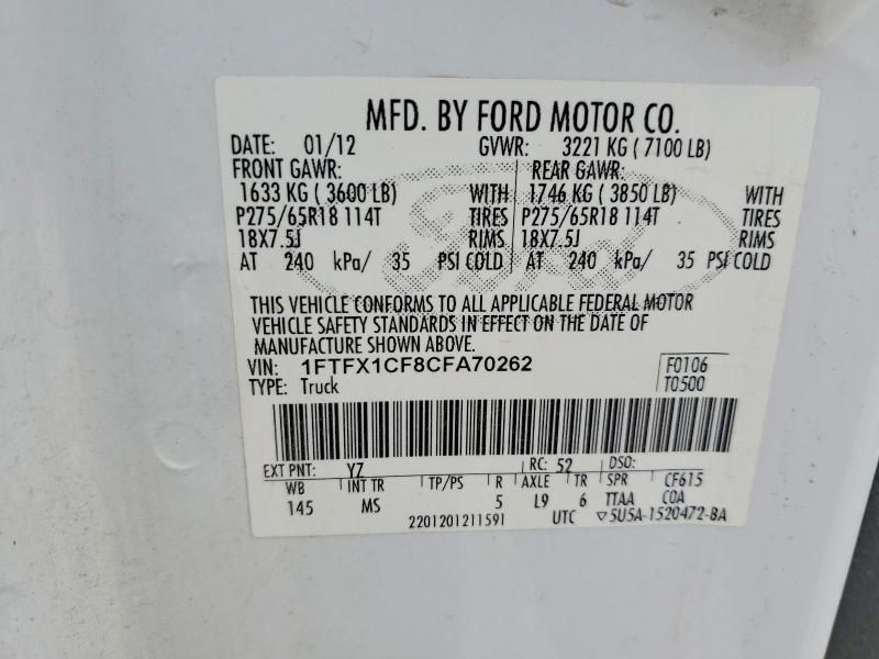 2012 Ford F150 Super cab