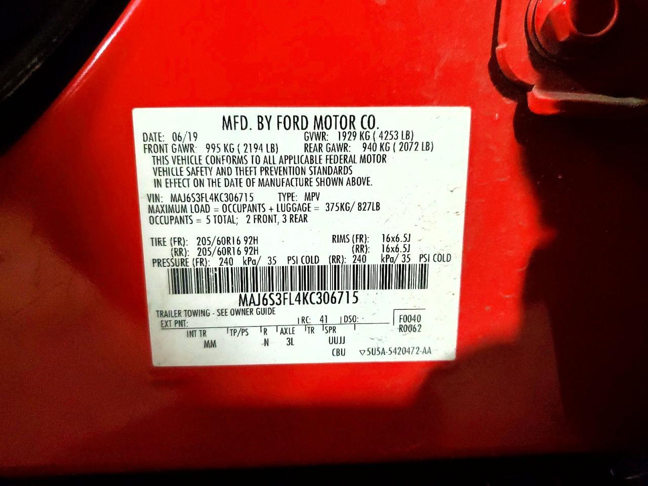 2019 Ford Ecosport s