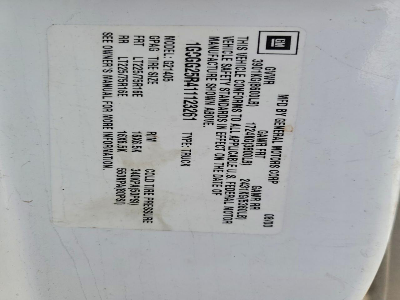 2001 Chevrolet Express 2500 Delivery Van