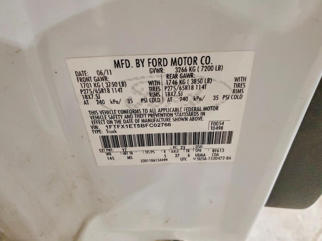 2011 Ford F150 Super Cab
