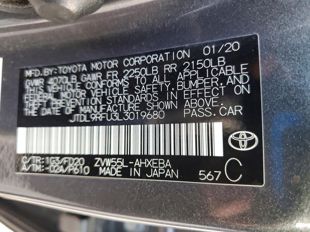 2020 Toyota Prius le